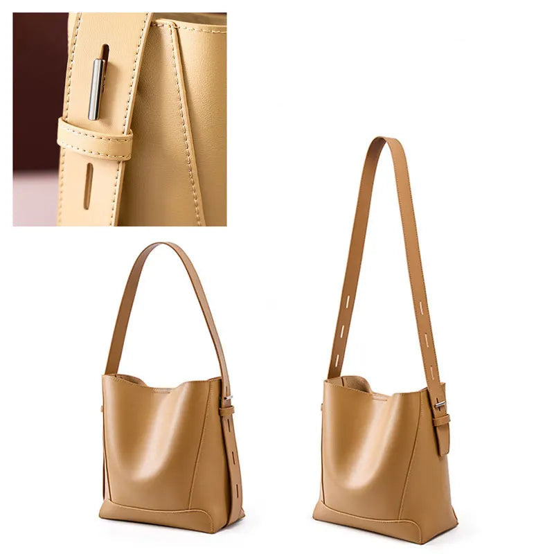 Mia Genuine Leather Bucket Bag