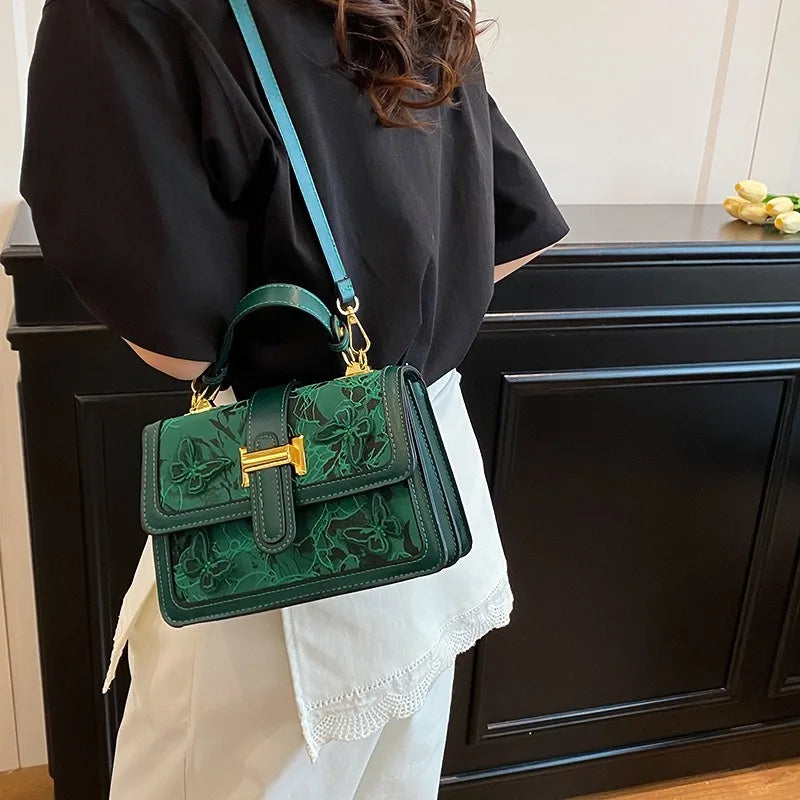 Embroidered Textured Crossbody Bag