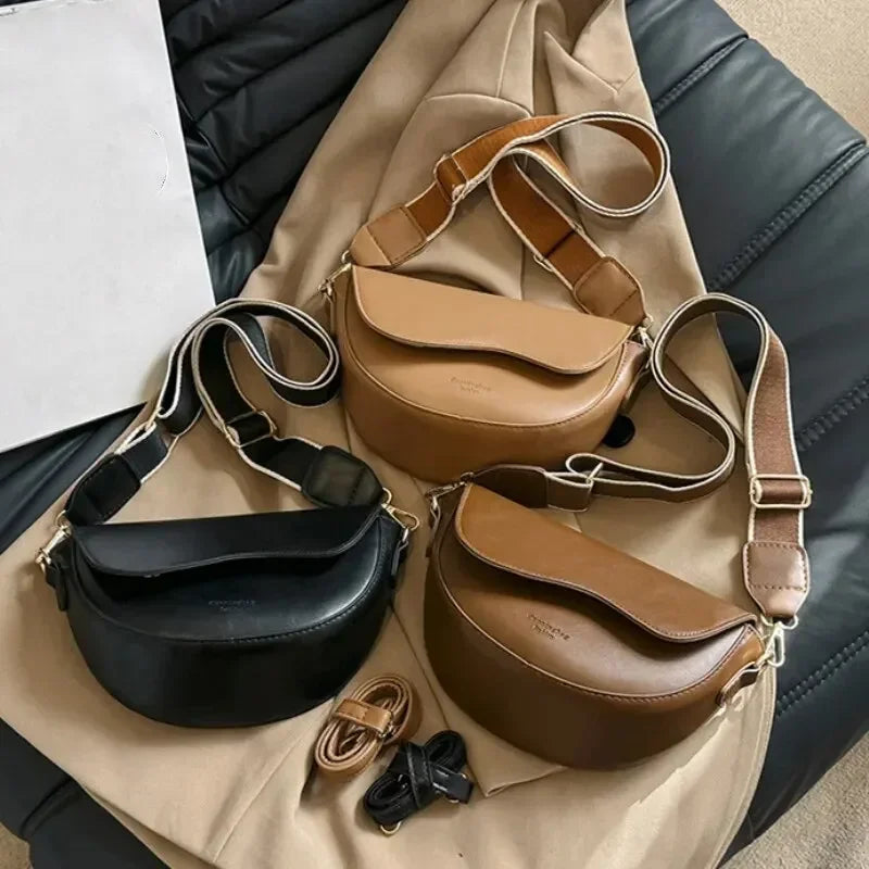 Vintage Wide Strap Saddle Bag