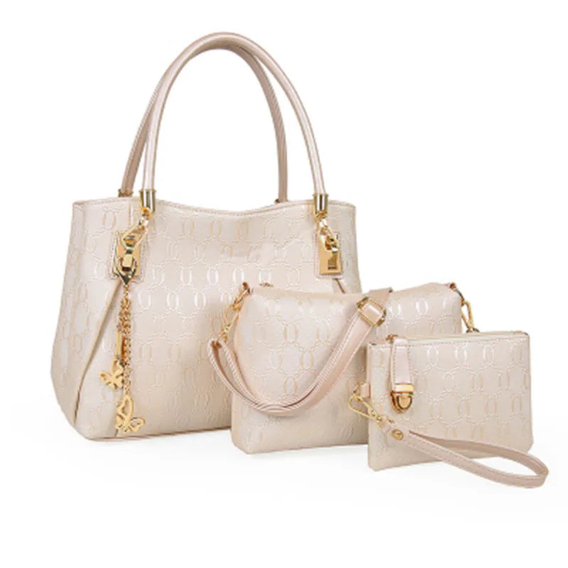 Elegant Vintage Leather 3-Piece Large Capacity Crossbody & Shoulder Bag Set