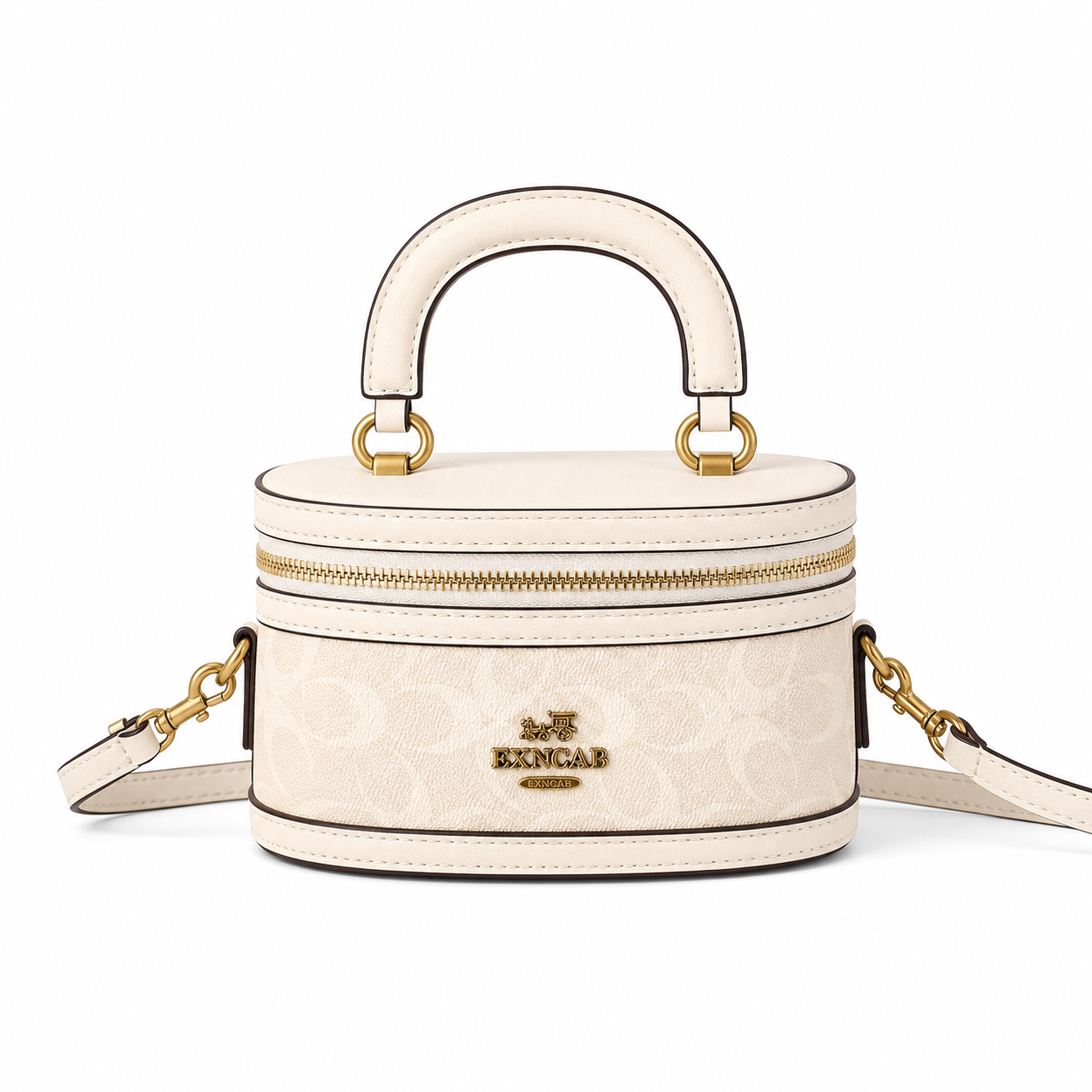 Contrasting Color Bucket Bag white on white background