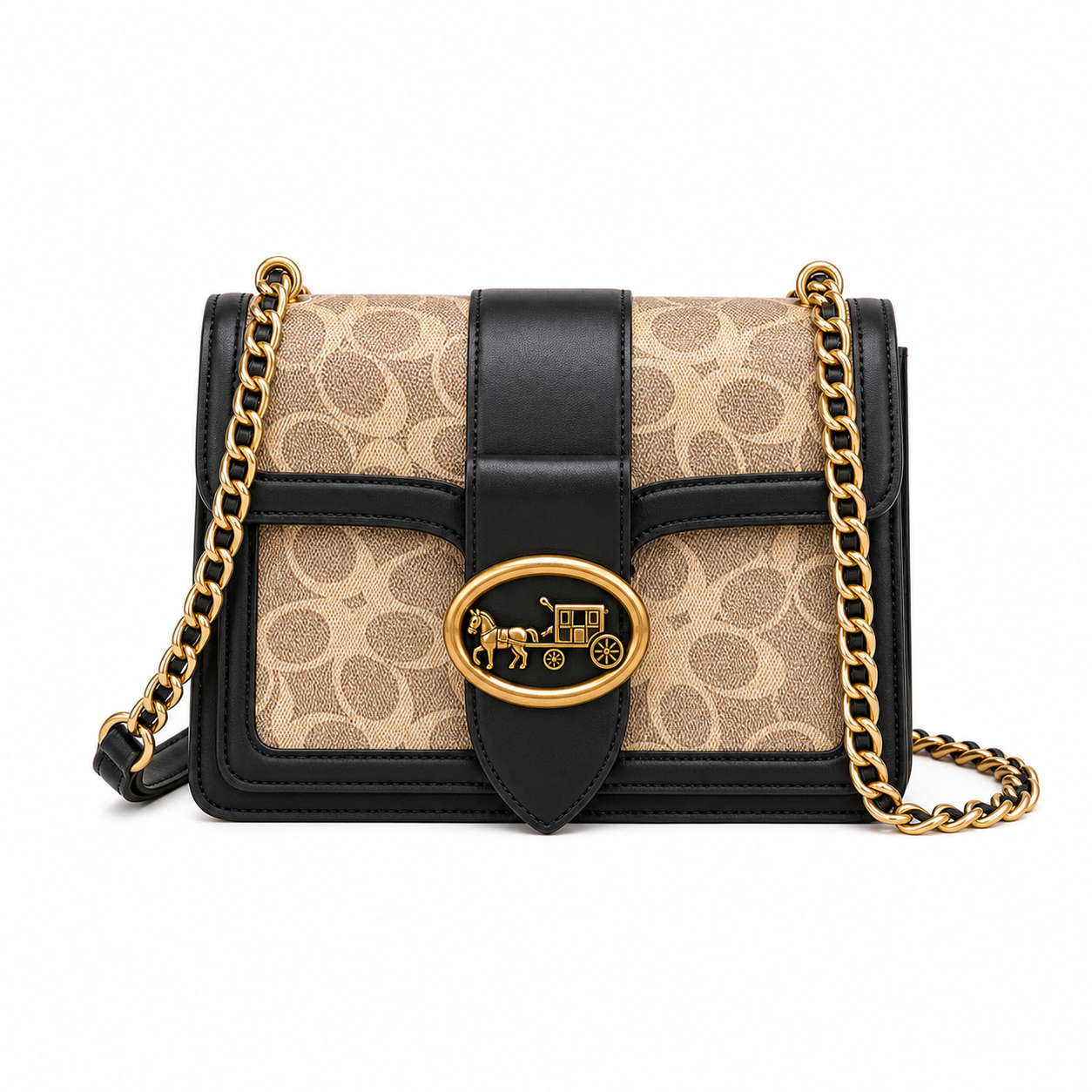 Contrasting Color Chain Bag Black variant on white background