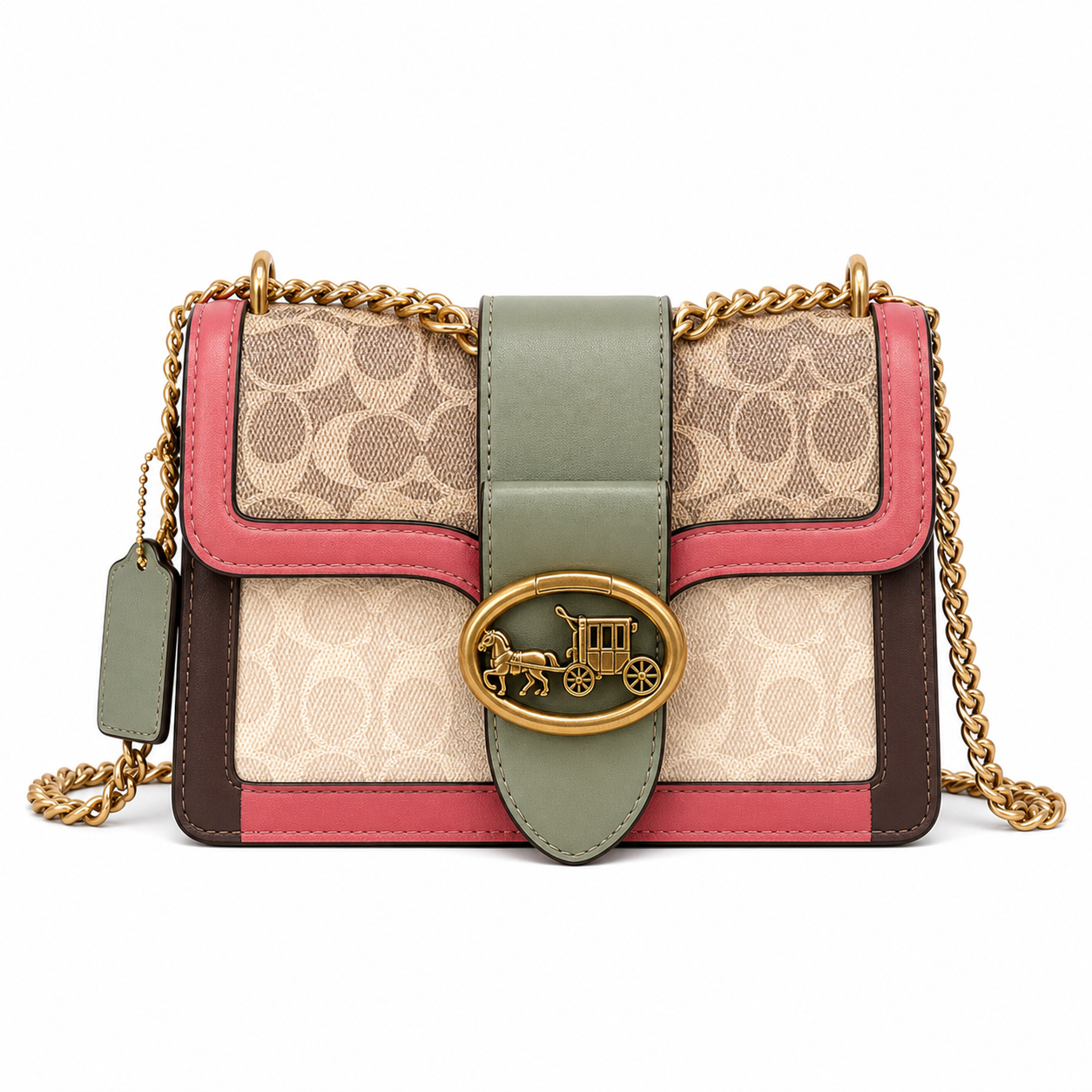 Contrasting Color Chain Bag Red variant on white background