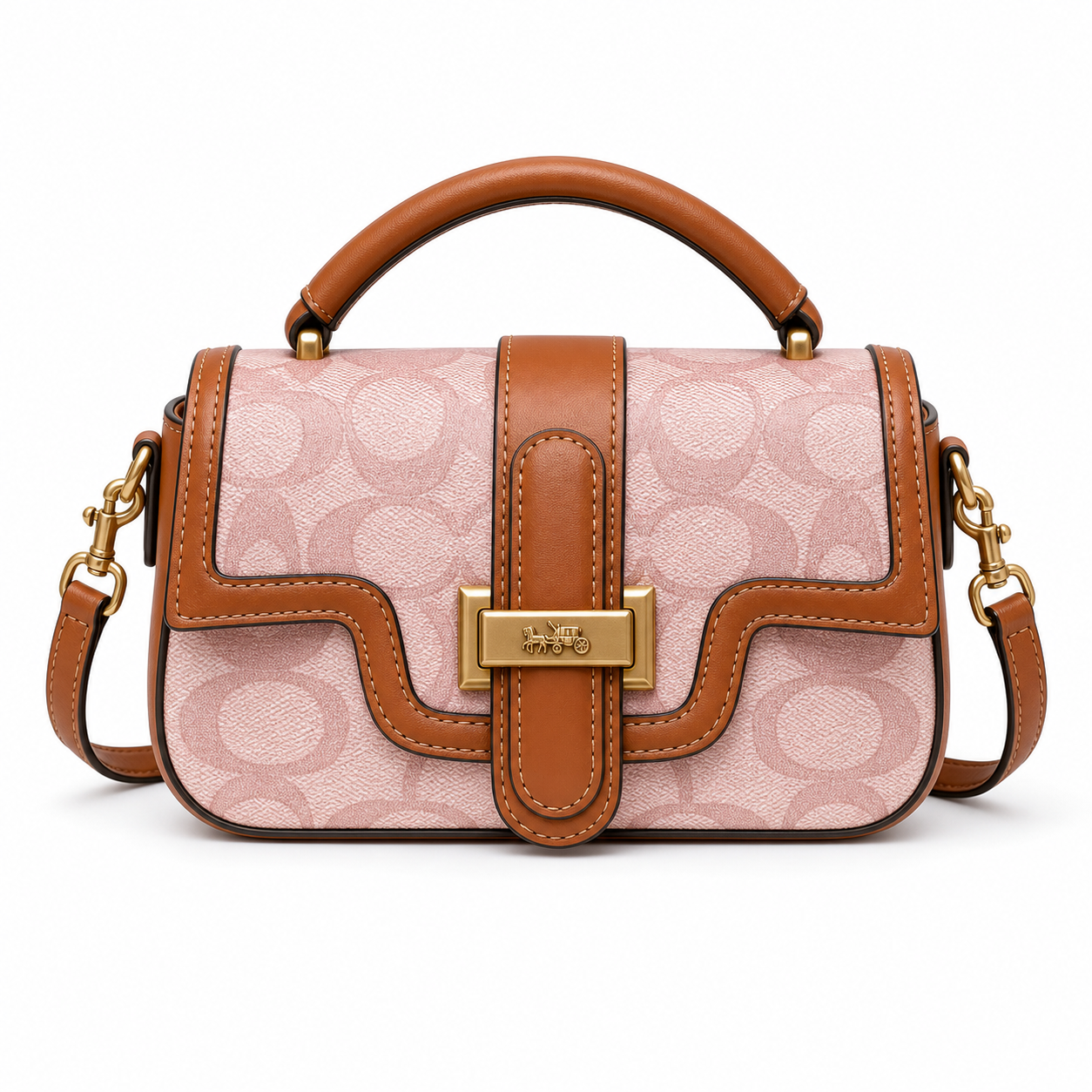 Contrasting Color Shoulder Bag Rose on white background 1:1