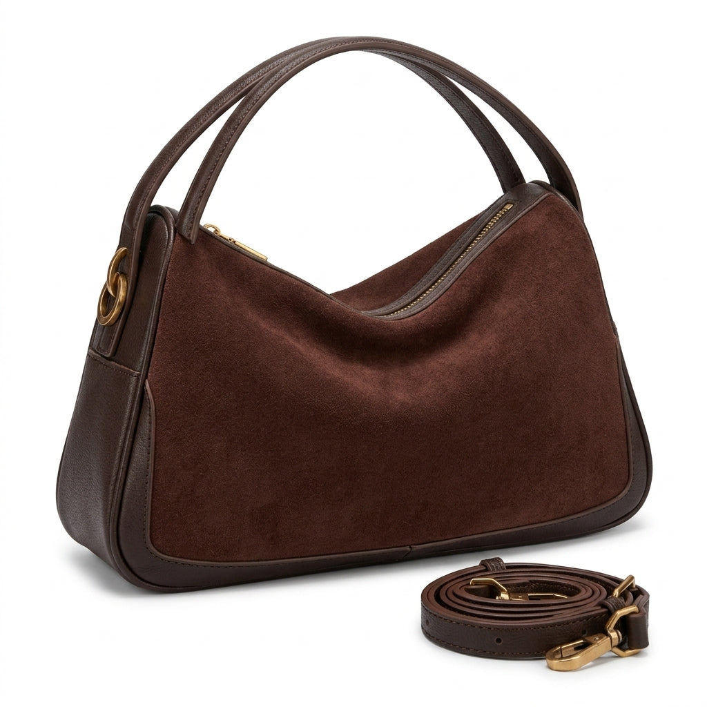 Vintage Matte Suede Grand Bag em fundo branco