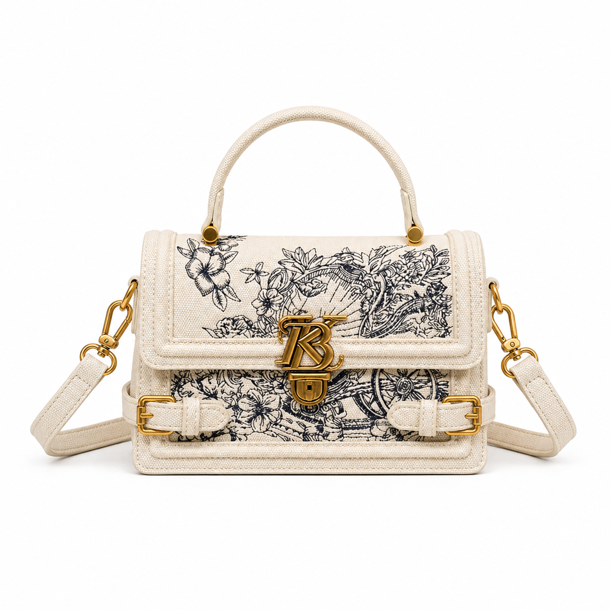 Embroidered Square Crossbody Bag on white background