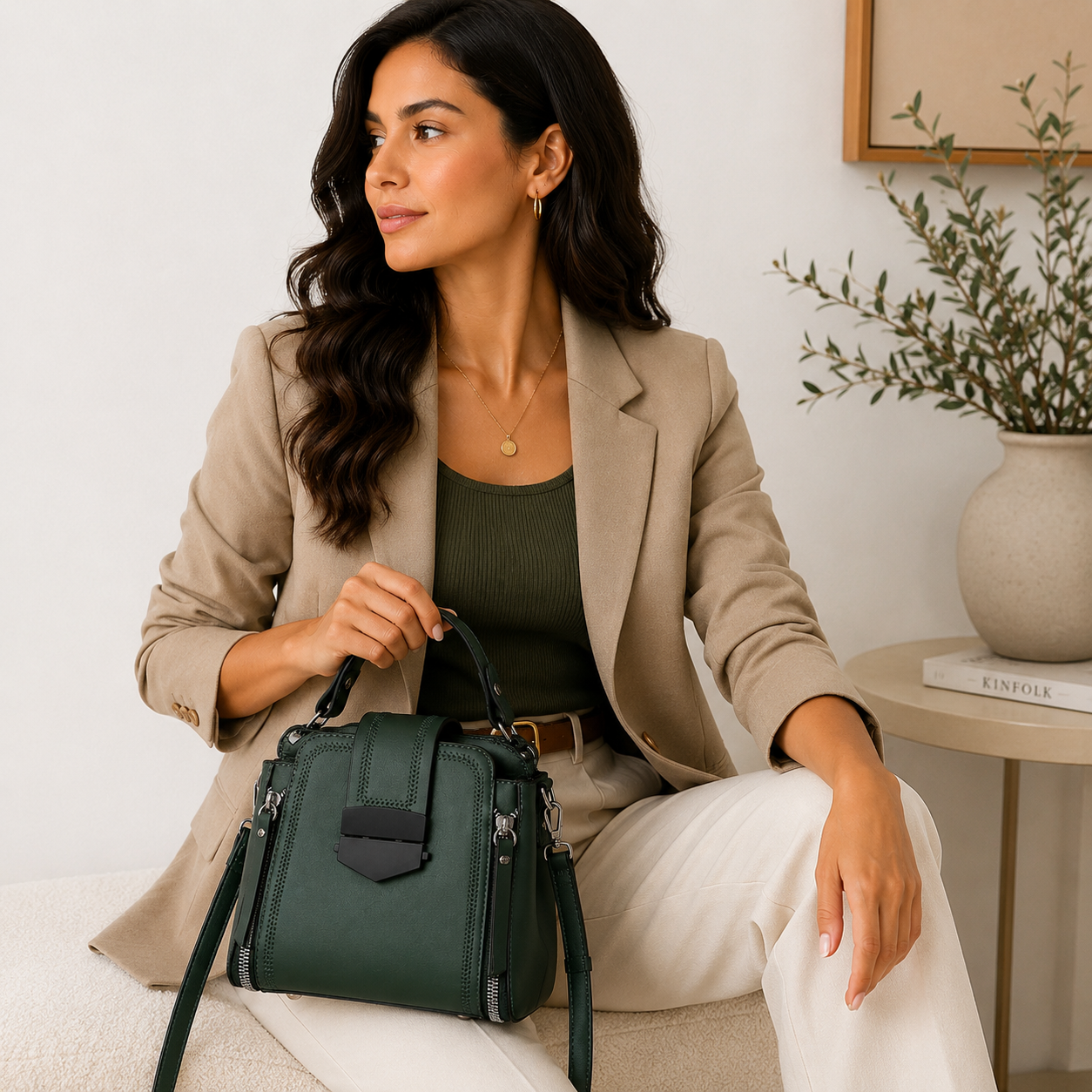 Stella Large Capacity Leather Crossbody Bag