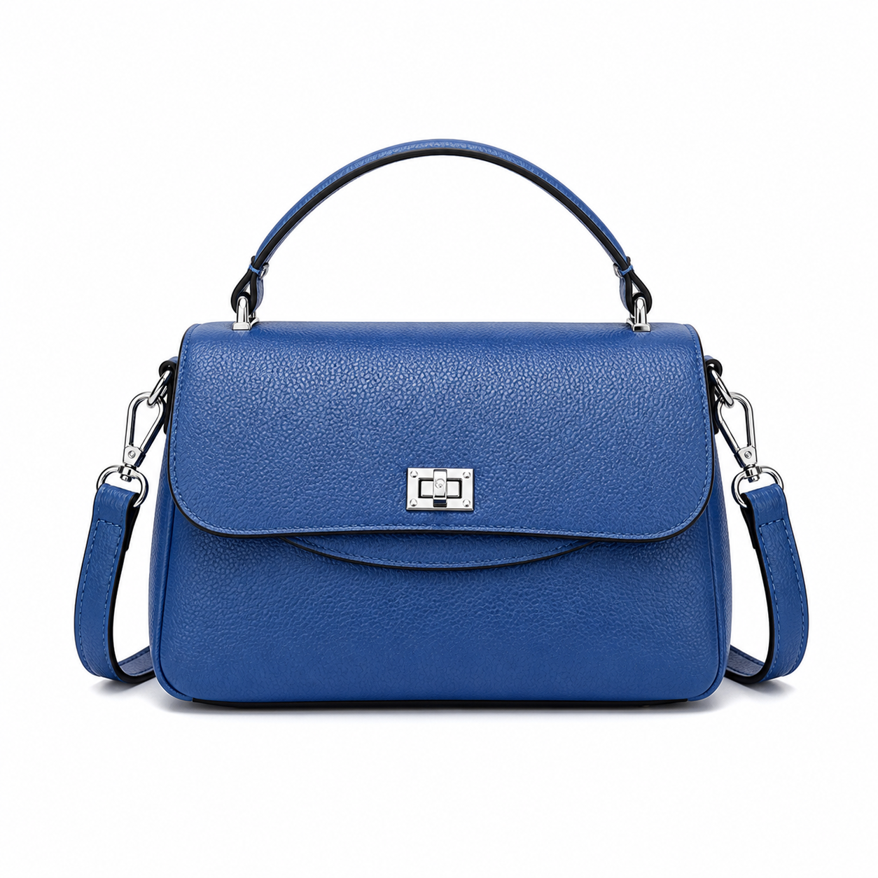 Genuine Leather Crossbody Bag Blue variant on white background