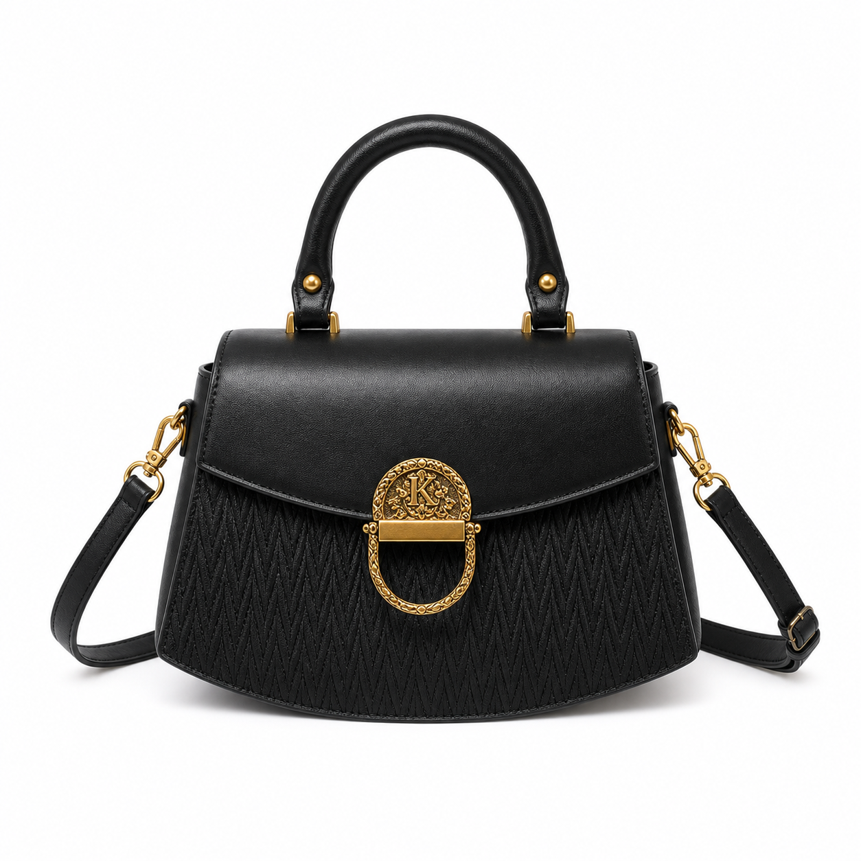 Luxury Designer Crossbody Bag black on white background