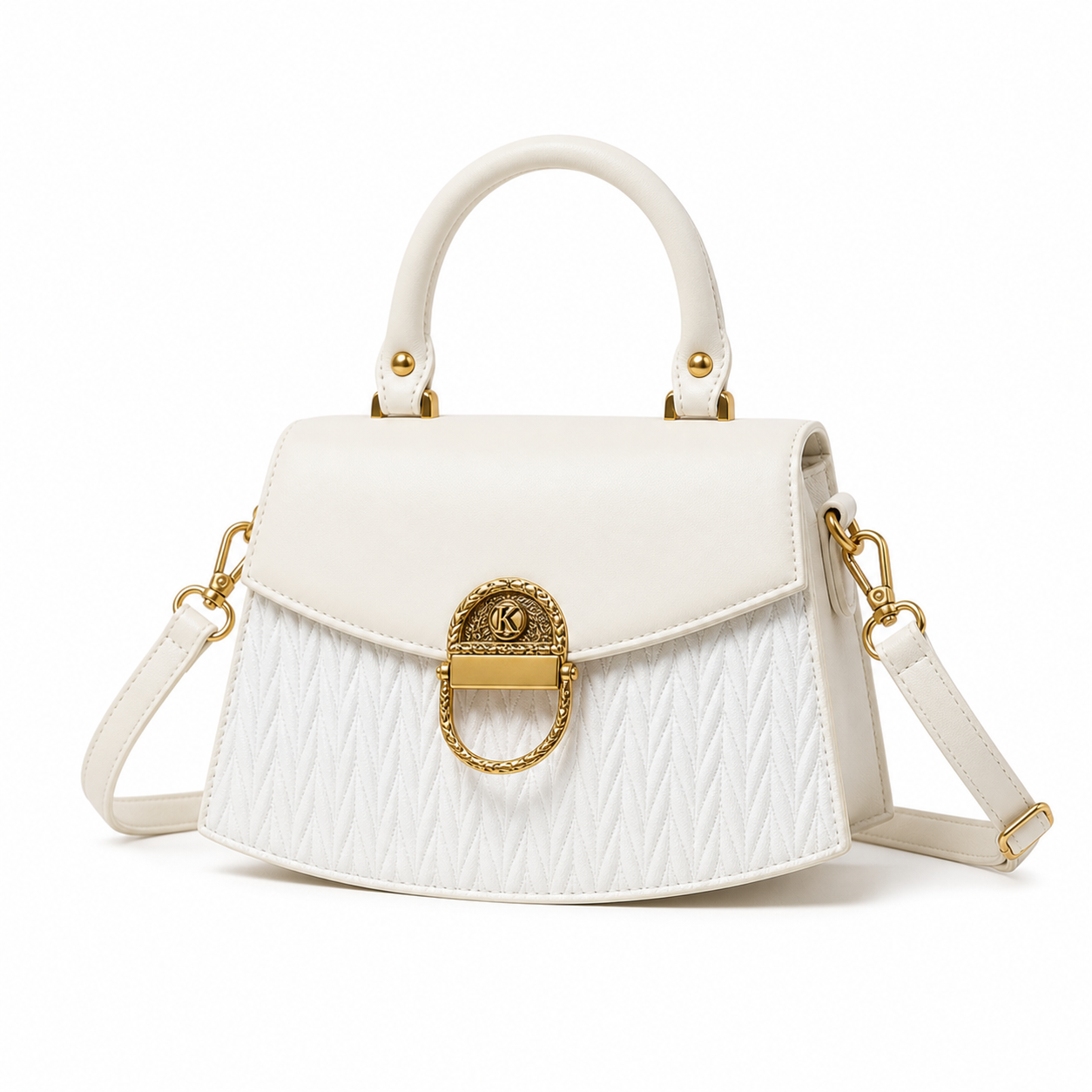 Luxury Designer Crossbody Bag white on white background