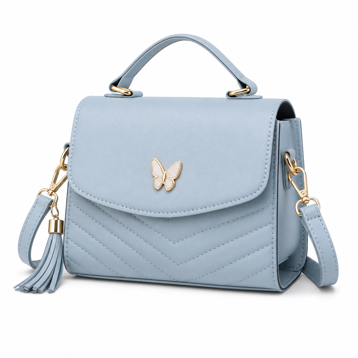 Luxury Designer Square Bag Blue variant on white background