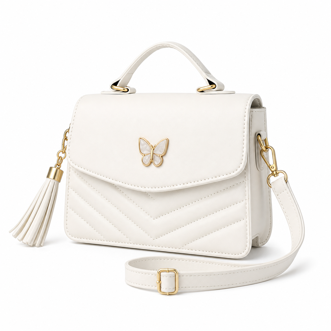 Luxury Designer Square Bag White variant on white background