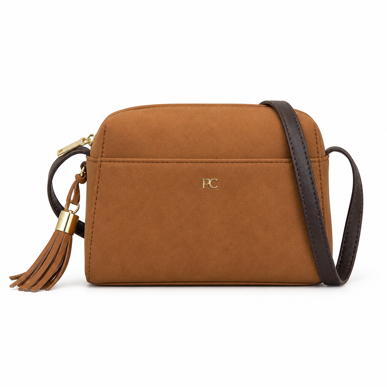 Minimalist Classic Crossbody Bag Brown variant on white background