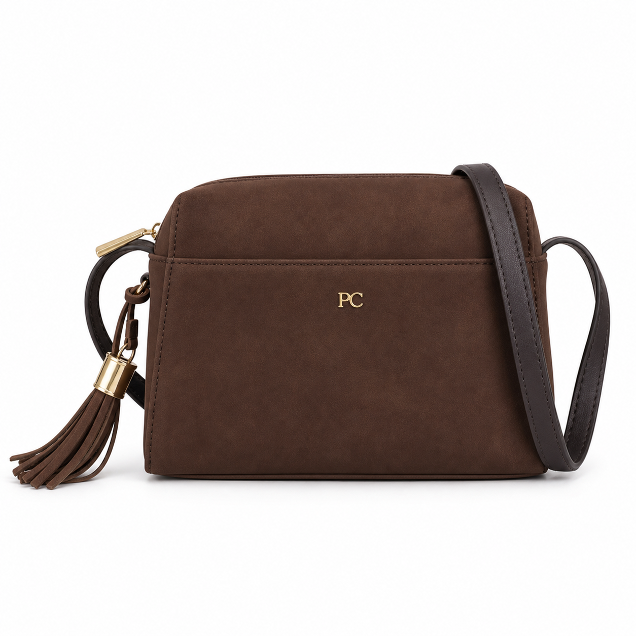 Minimalist Classic Crossbody Bag Coffee variant on white background