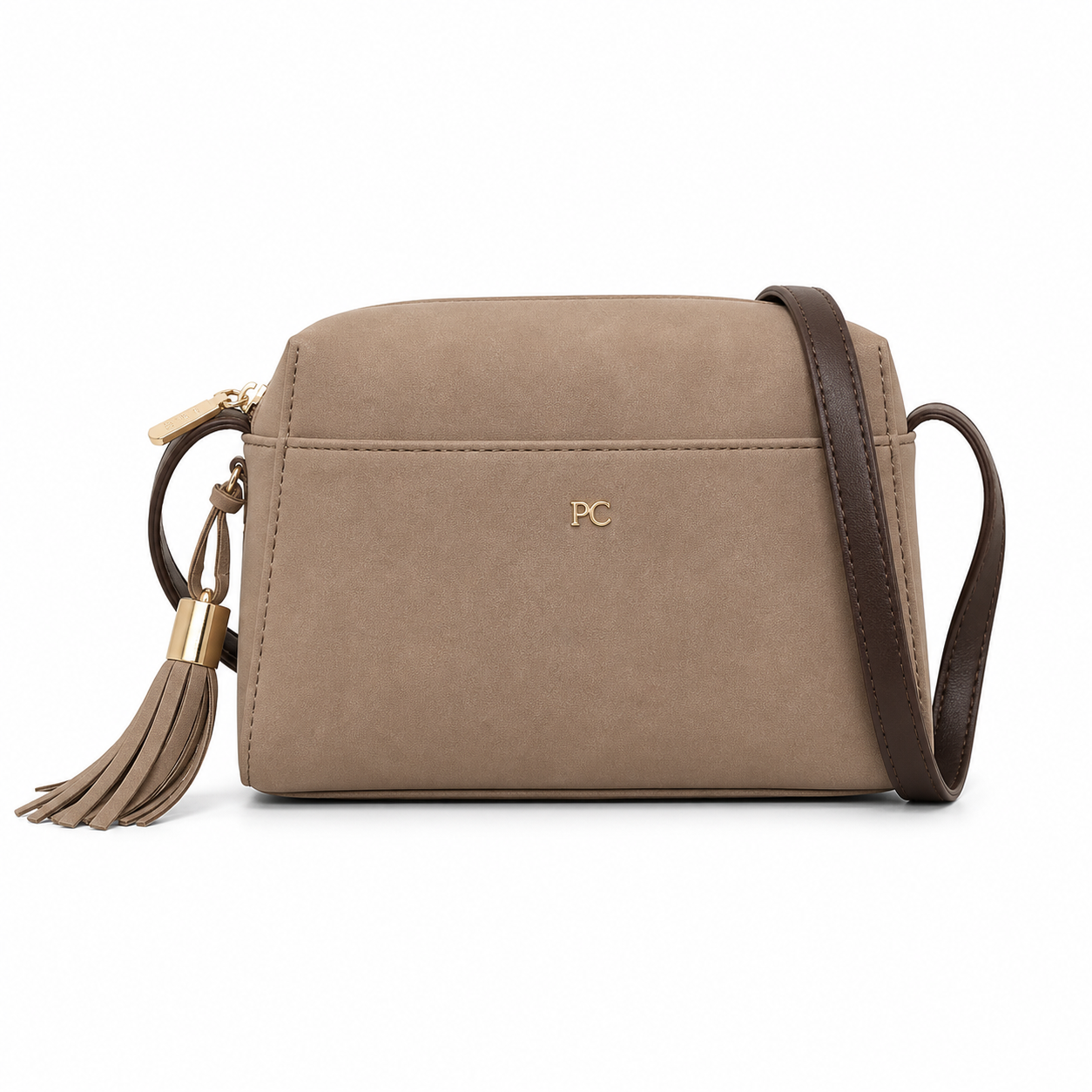 Minimalist Classic Crossbody Bag Light Coffee variant on white background