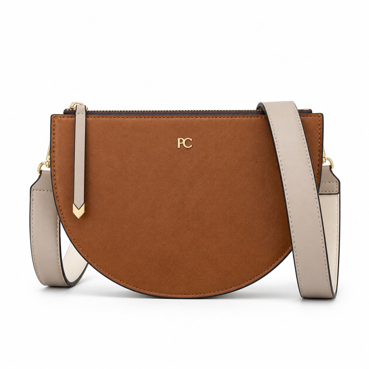 Minimalist Dumpling Handbag Brown variant on white background