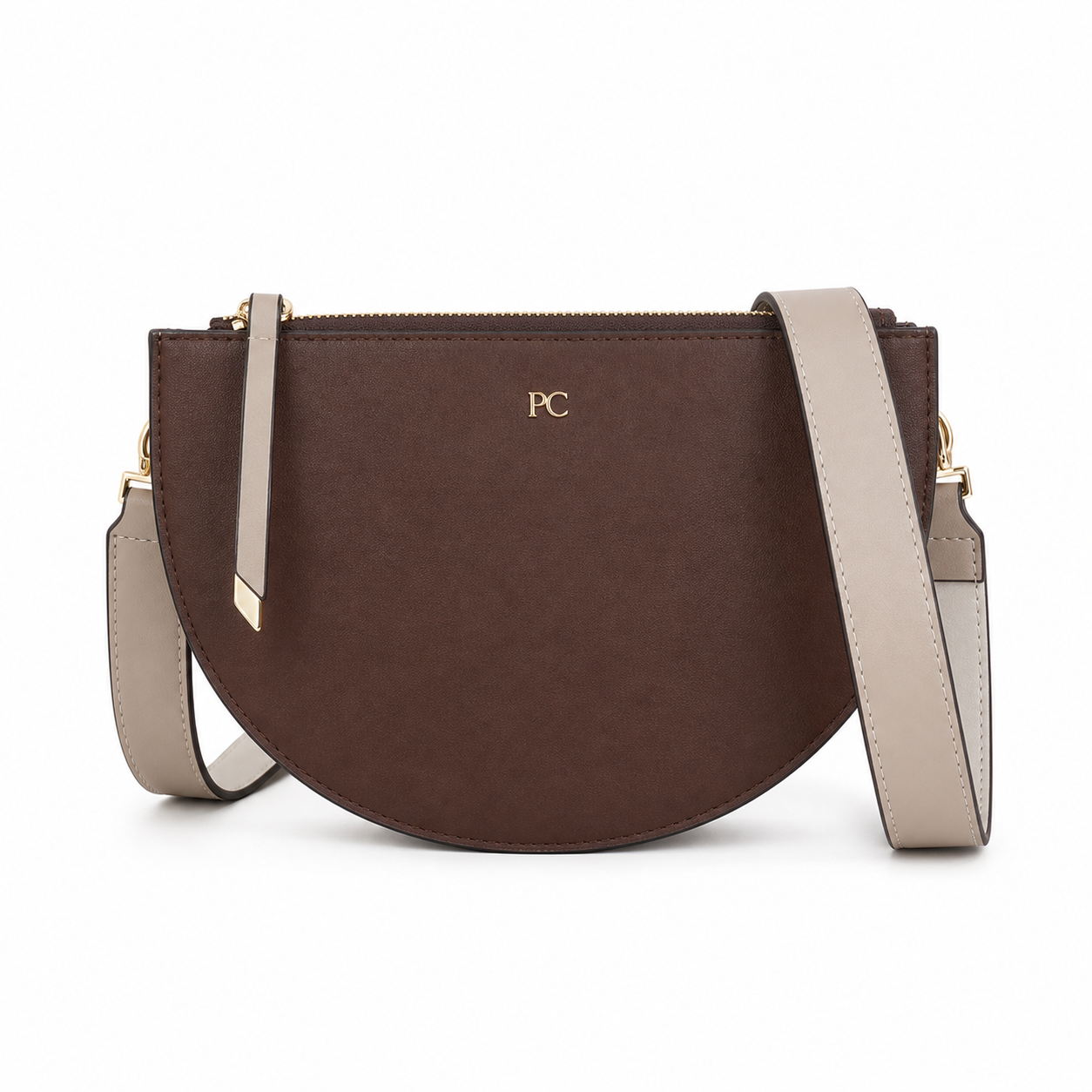 Minimalist Dumpling Handbag Coffee variant on white background