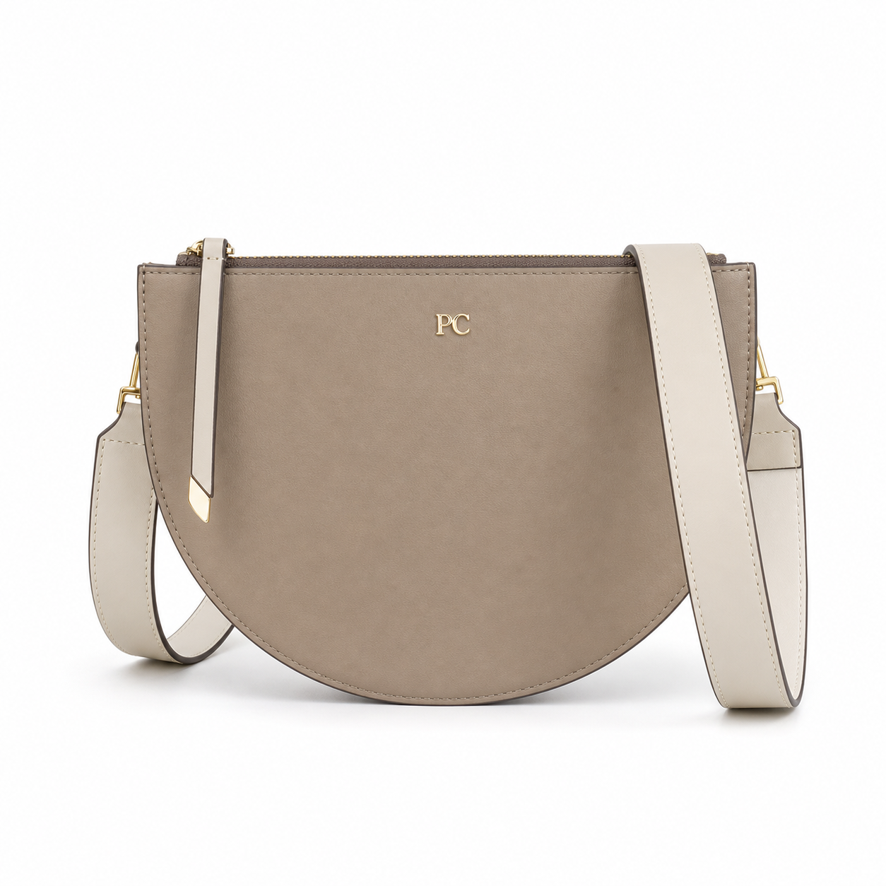 Minimalist Dumpling Handbag Taupe variant on white background