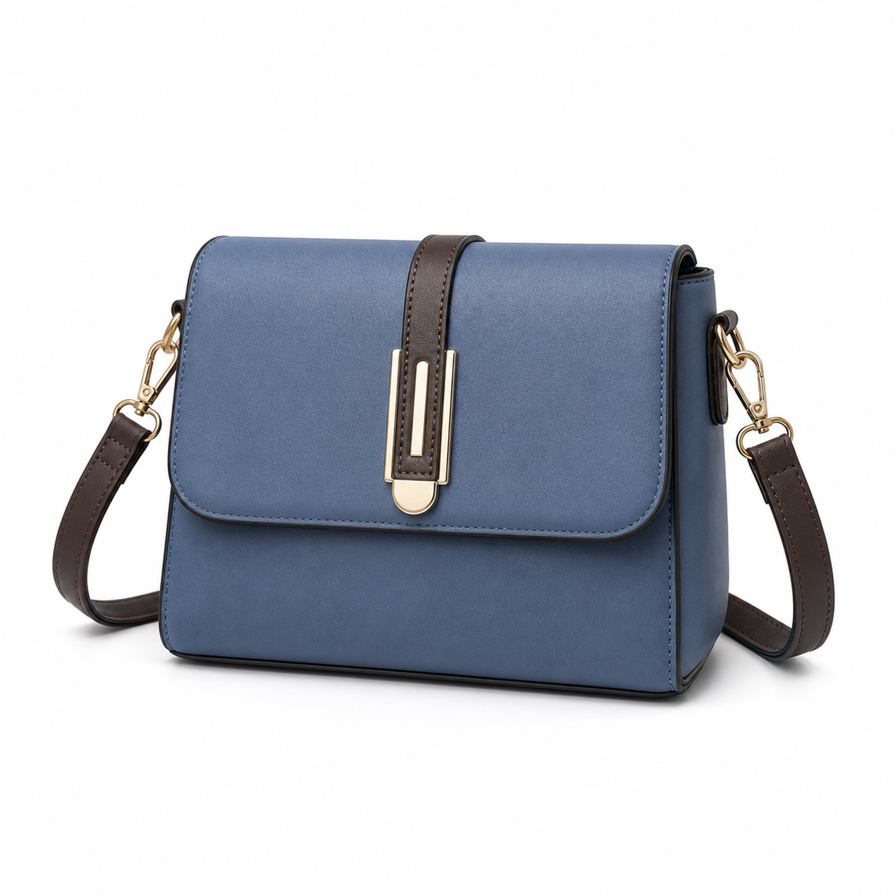 PU Leather Crossbody Bag Blue variant on white background