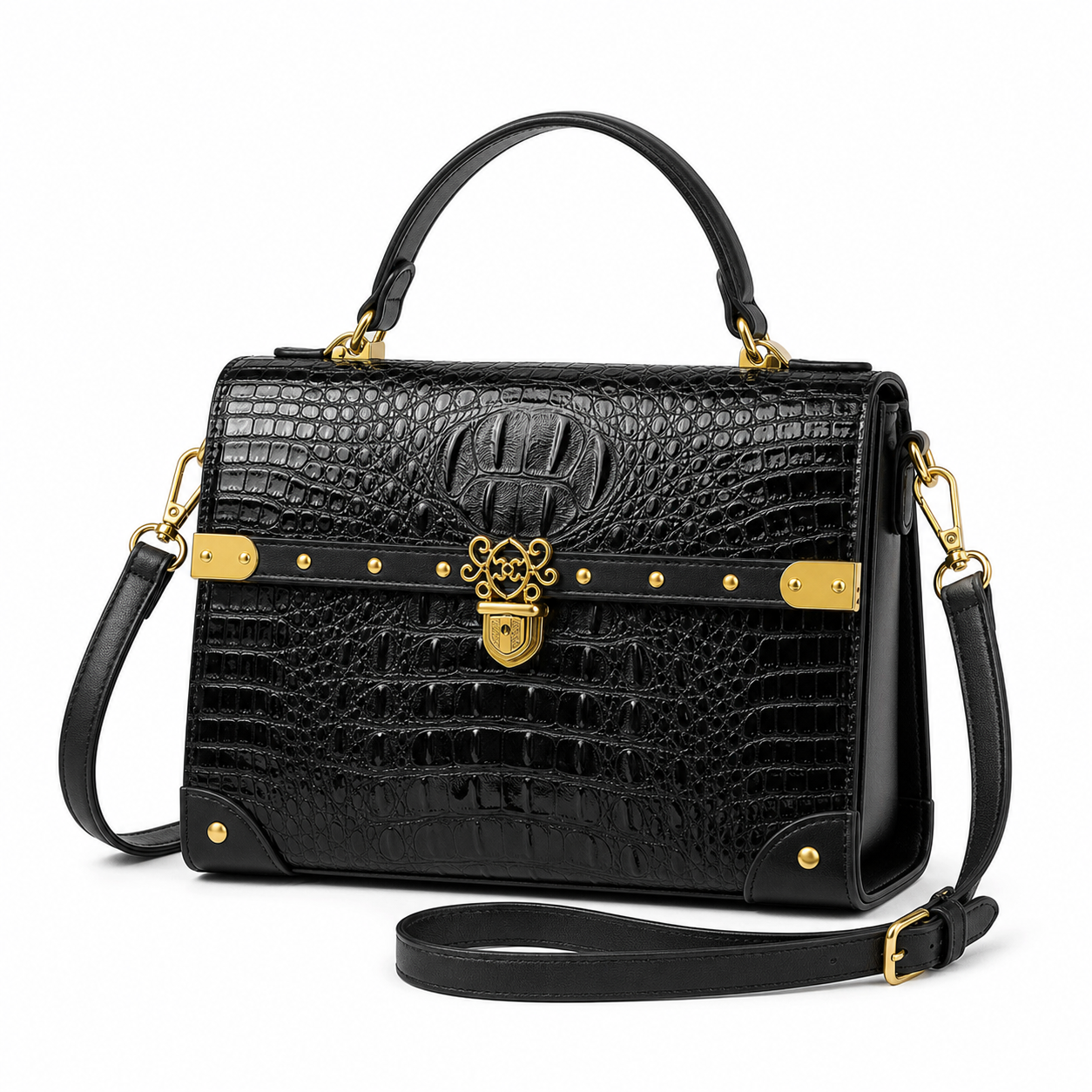 Purple Square Crossbody Bag - black variant on white background