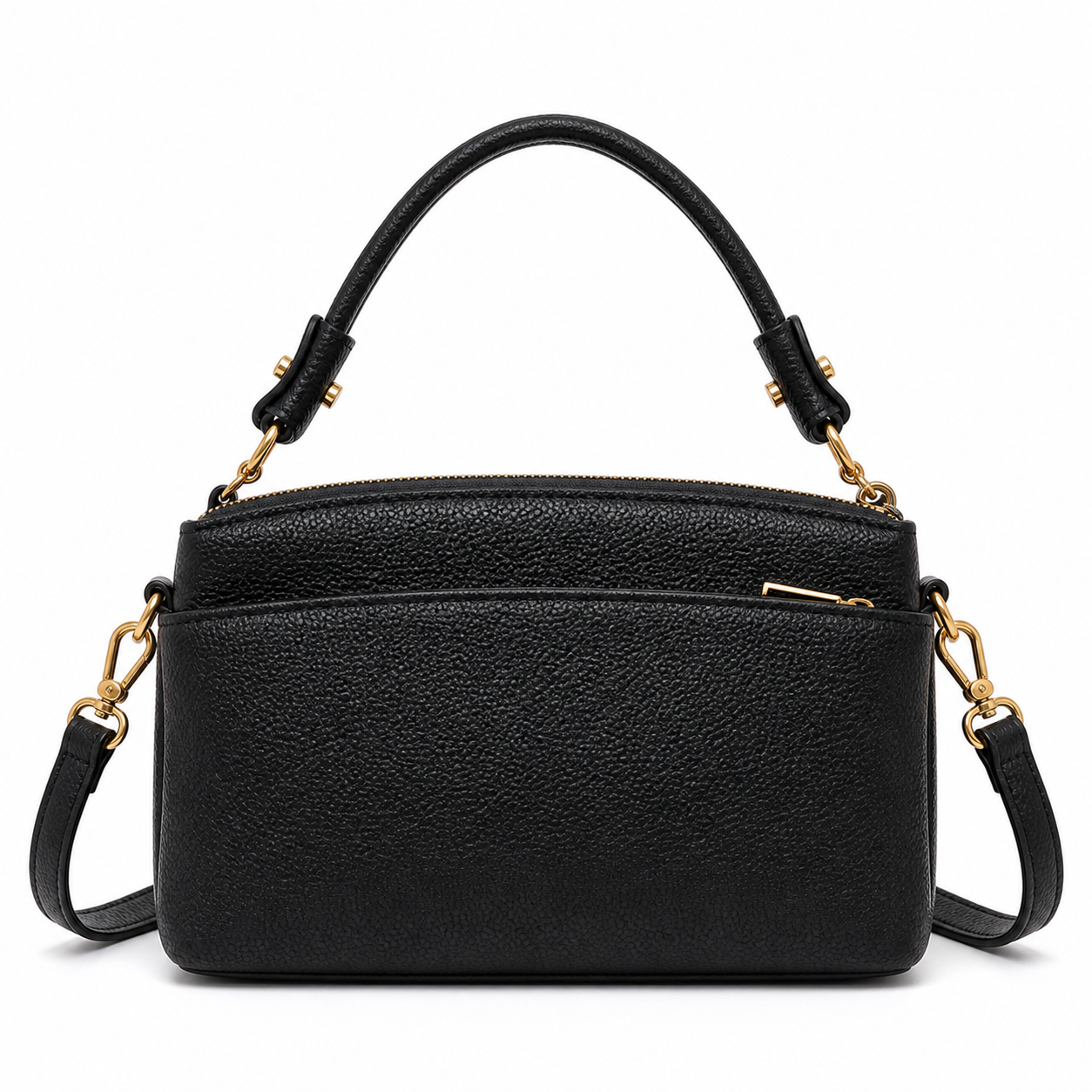Retro Leather Shoulder Bag Black variant on white background