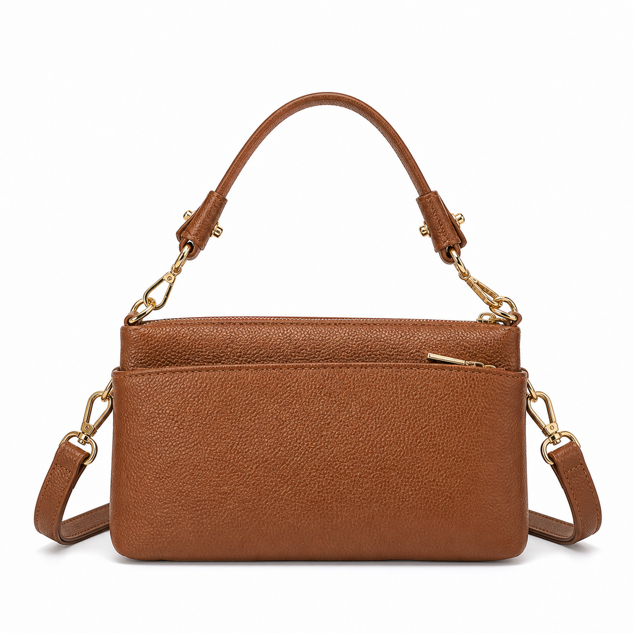 Retro Leather Shoulder Bag Brown variant on white background