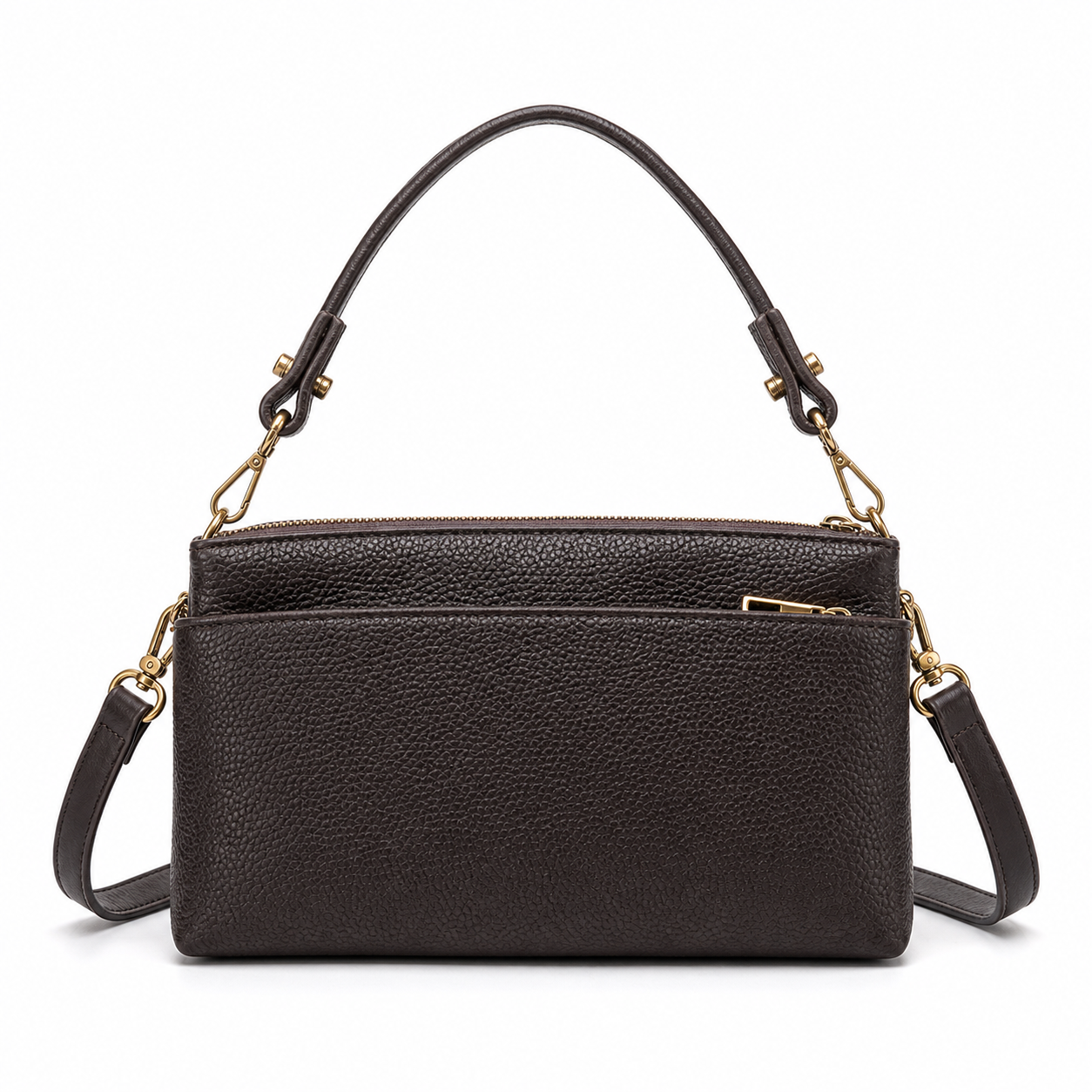 Retro Leather Shoulder Bag Ebony variant on white background