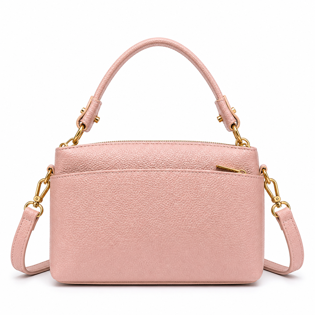 Retro Leather Shoulder Bag Pink variant on white background