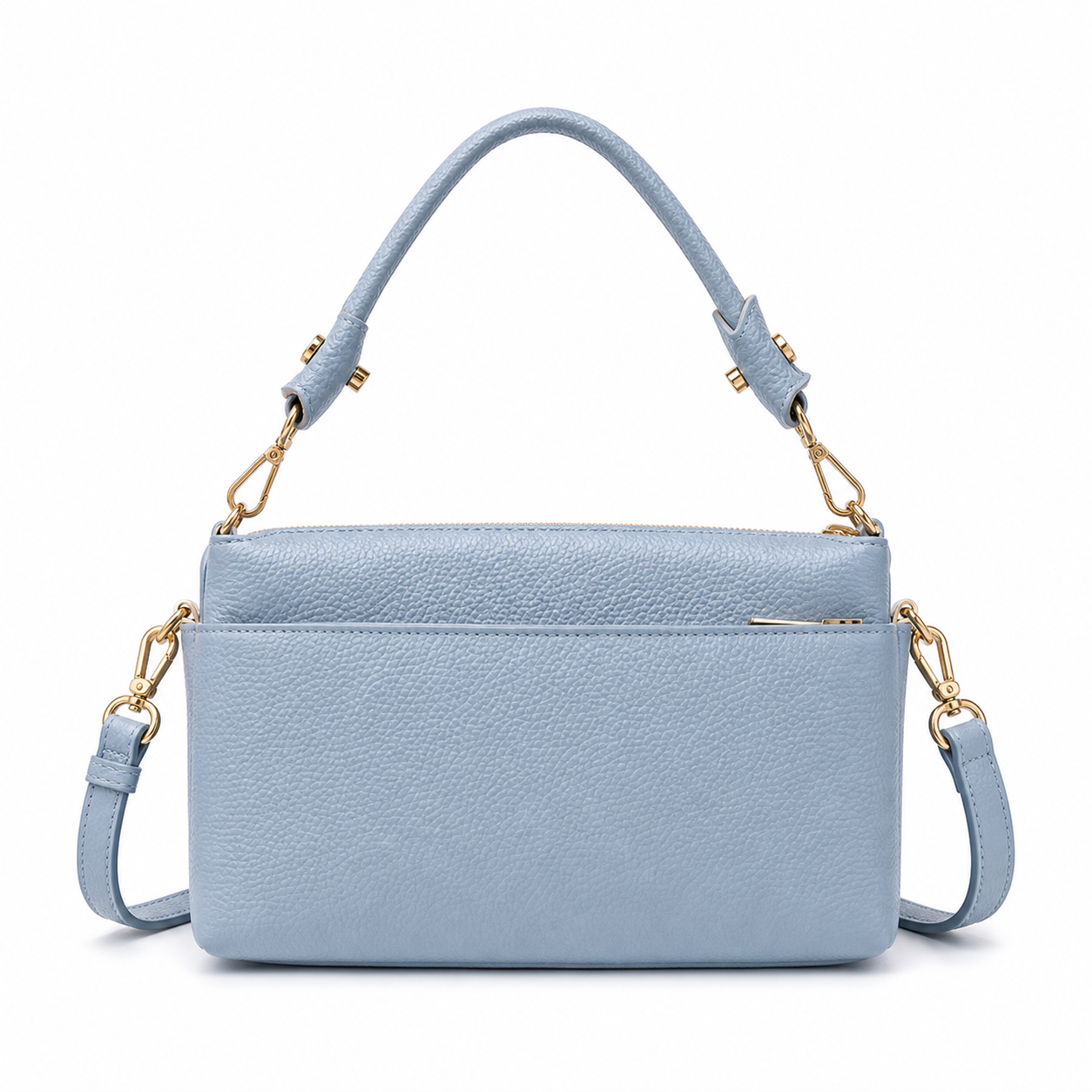 Retro Leather Shoulder Bag Sky Blue variant on white background