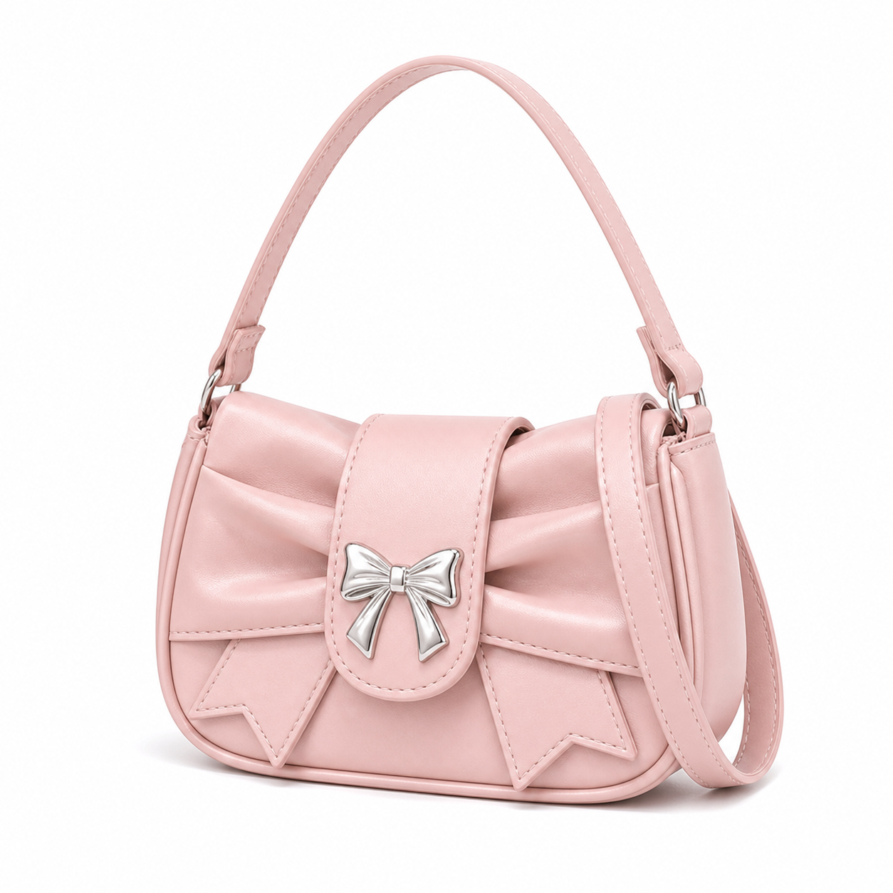 Trendy Bow Underarm Bag Pink Bow variant on white background