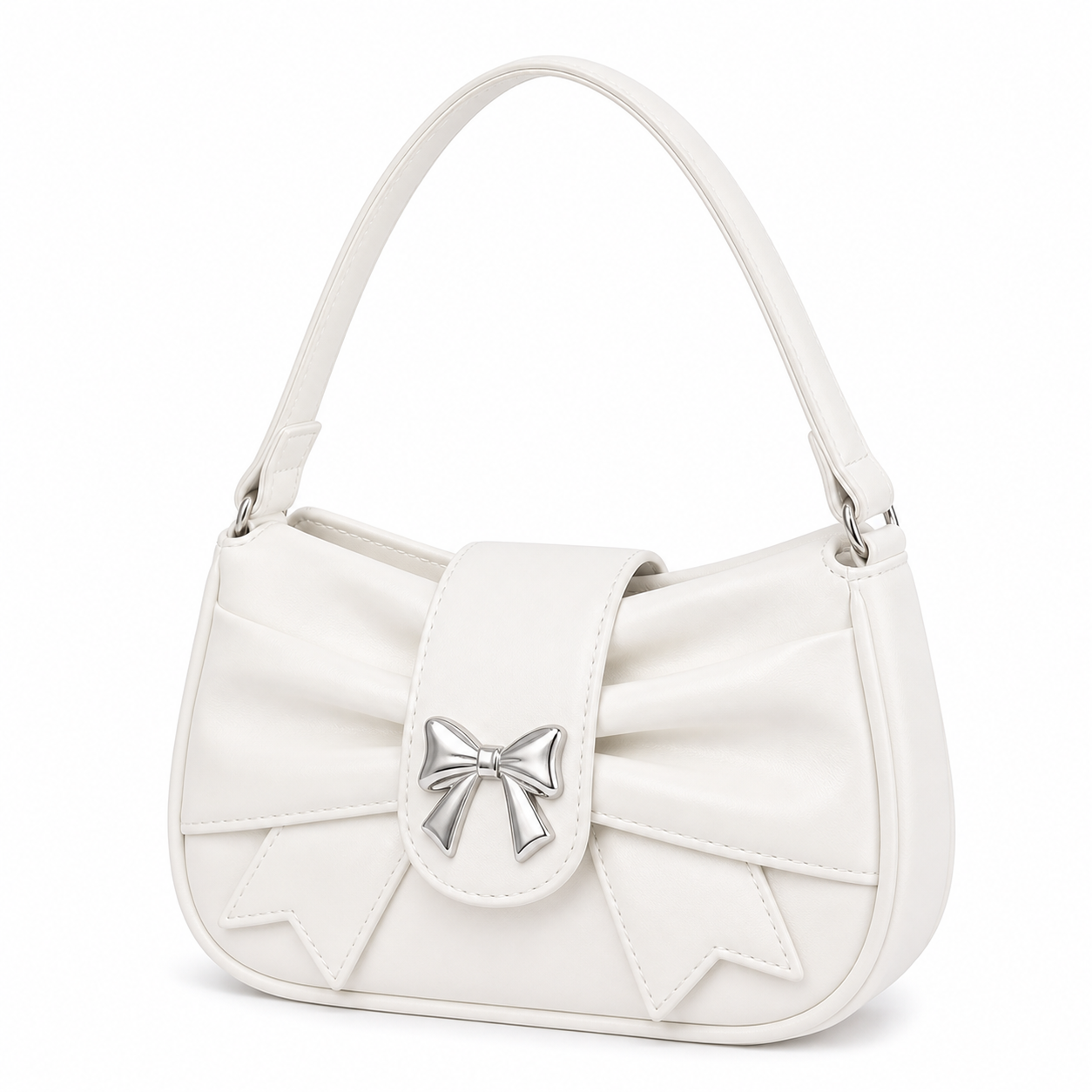 Trendy Bow Underarm Bag White Bow variant on white background