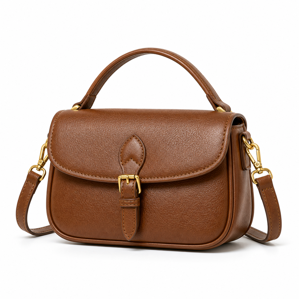 Vintage Multicolor Leather Crossbody Brown variant on white background
